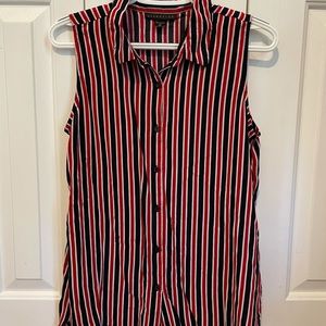 Sleeveless Striped Button Up